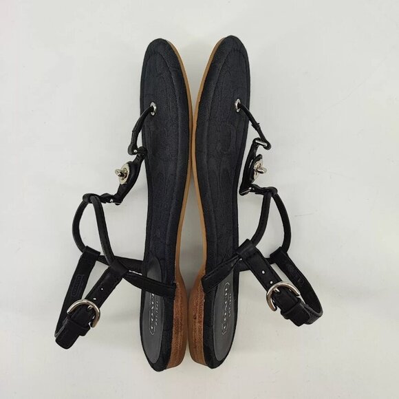 Coach Women's Robyn Signature Black Thong T-Strap Sandals Size 7B US - Picture 6 of 9